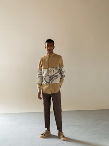 Panelled Shirt - Beige